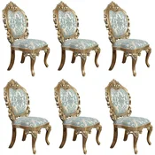 Casa Padrino luxury baroque dining chair set of 6 turquoise/gold - Magnificent baroque style kitchen chairs - Baroque dining room furniture - Luxury furniture baroque style