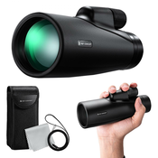 K&F Concept 12x50 monokularni teleskop visoke ločljivosti BAK-4 prizma IP65 vodoodporen, črn