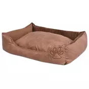vidaXL Krevet za pse s jastukom PU umjetna koža velicina M Bež