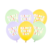 Lateks baloni Happy Birthday pastelni mix 6 kosov 30 cm