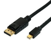 ROLINE Roline Mini-DisplayPort / DisplayPort adapterski kabel mini DisplayPort  vtič\, DisplayPort  vtič 2.00 m črna 11.04.5815 zaščiten DisplayPort kabel, (20419046)
