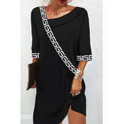 Elegantna haljina s geometrijskim uzorkom, crna