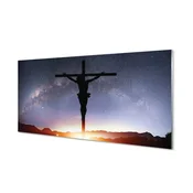 tulup.si Slika na akrilnem steklu Jezus križan nebo 140x70 cm 4 obešalnika
