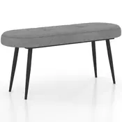 Northix 113 cm klop z blazinami & kovinske noge, oblazinjena klop otoman do 300 kg nosilnosti, siva