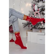 Milena Womens Christmas Socks Reindeer Red