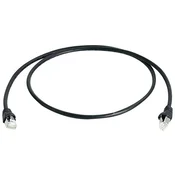 Telegärtner Telegärtner LAN (RJ45) Omrežni Priključni kabel CAT 6a S/FTP 3 m Črna Ognjevaren, Z zaščitnim zapornim zatičem, Dvojno zaščiten,