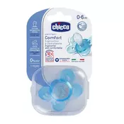 Chicco Varalica physio silikon 0-6m 1/1 0%BPA plava udobnost, plava