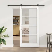 vidaXL Drsna vrata z dodatki bela 93x202 cm trden les bor