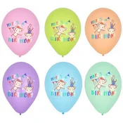 Papstar Baloni Monkey Birthday, mix, 29 cm, 6 kom.