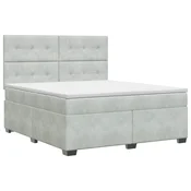 vidaXL Postelja boxspring z vzmetnico Svetlo siva 180 x 200 cm Žamet