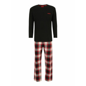 HUGO Duga pidžama, crvena / crna / bijela