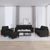 4-dijelni set sofa s jastucima crni od tkanine