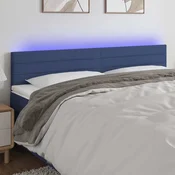 vidaXL LED posteljno vzglavje modro 200x5x78/88 cm blago