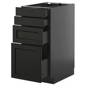 METOD / KNIVSHULT Podni element 4 fronta/4 fioke, Crnosiva/Lerhyttan crno bajcovano, 40x60 cm