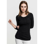 Womens T-shirt with long ribs and pockets black