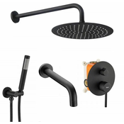 Rea Lungo black + BOX set za skrito vgradnjo kopalne kadi/prhe
