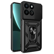 Oklepni ovitek MaX-Armor z obročem, kovinsko ploščico in zaščito zadnjih kamer za Honor 200 Smart/Honor X7c - army black