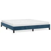 Vidaxl Posteljni okvir brez vzmetnice temno moder 160x200 cm žamet