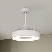 Mantra Iluminación LED stropni ventilator Coin Mini, bel, DC, tiho delovanje, O 91 cm, CCT - Dnevna soba/jedilnica - Sodobni - bel, jasen - Plastika