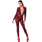 Noir Handmade F382 Kink Royal Catsuit Burgundy M