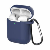 slomart Ohišje za AirPods 2/AirPods 1 silikonsko mehko ohišje za slušalke + obesek za ključe modro