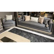 Casa Padrino luxury Art Deco living room set light blue/silver/cream - 2 Art Deco Sofas & 2 Art Deco Armchairs & 1 Art Deco Coffee Table - Living room furniture - Luxury art deco furniture