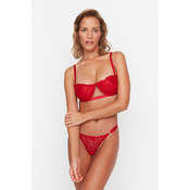 Trendyol Red Lace Underwire Capless Knitted Underwear Set