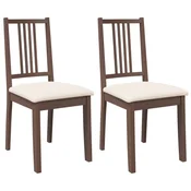 Vidaxl Jedilni stoli z blazinami 2 kosa Brown Solid Wood Rubber