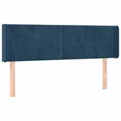Vidaxl Vzglavje z ušesi temno modro 147x16x78/88 cm žamet