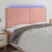 LED uzglavlje ružicasto 160x5x118/128 cm baršunasto