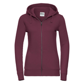 Burgundy womens sweatshirt with hood and zipper Authentic Russell