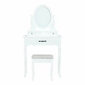 KONDELA Toaletna mizica s stolčkom Linet New - bela/srebrna/zlata