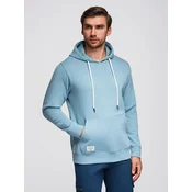 OMBRE Moška majica s kapuco kenguru modra MDN125440 S