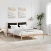 Vidaxl Konstrukcija postelje Črna 135 x 190 cm Masivno borovo les