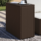 vidaXL Vrtna miza z leseno mizno ploščo rjava 58x27,5x55 cm poli ratan