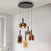 Paul Neuhaus LED viseča svetilka Irides, O 55 cm, barvna, steklo - Dnevna soba/jedilnica - Sodobni - jantar, dimno siva, rjava