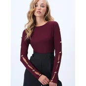 Trend Alaçati Stili Majica  burgund