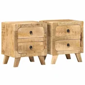 vidaXL Nočna omarica 2 kosa 40x32x46 cm Masivni les Grobo Mango