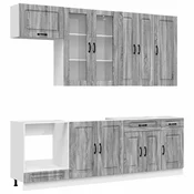 vidaXL Set omar s predalom s polico 8 pcs Siva Sonoma Konstruiran les