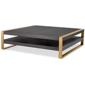Casa Padrino luxury coffee table mocha/brass 150 x 150 x H. 42.5 cm - Square living room table - Living room furniture - Solid wood furniture - Luxury furniture - Luxury Quality