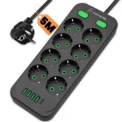 Dual Line Pro 841 podaljšek, 8 vtičnic, 4xUSB-A + 1xUSB-C, 5 m