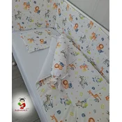 Bubamara037 Set posteljine za krevetac sa ravnom ogradicom Životinje, Beli