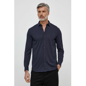 Pamučna košulja Armani Exchange za muškarce, boja: tamno plava, regular, s klasičnim ovratnikom