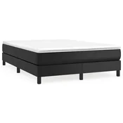 Vidaxl Posteljni okvir z vzmetmi črn 140x190 cm umetno usnje