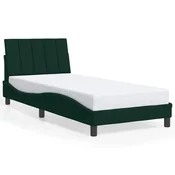 Vidaxl Posteljni okvir brez vzmetnice Hanko temno zelen 80x200 cm žamet