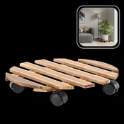 Garden Line Lesena okrogla stojala za cvetlične lončke na kolesih FI 30 cm *4557