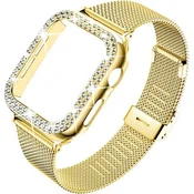 GS Zapestnica + ohišje z diamanti za Apple Watch 10/11 46 mm, zlata