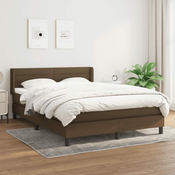 Greatstore Box spring postelja z vzmetnico temno rjav 140x190 cm blago
