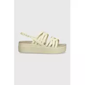 Sandali Crocs Brooklyn Strappy Low Wedge ženski, bež barva, 206751