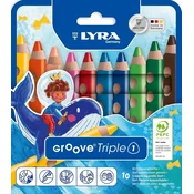 Lyra Groove TripleOne Ergonomic Triangular 3-In-1 Komplet barvnih svinčnikov Barve 10 Kosov